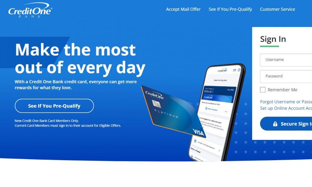 Credit One Bank Online Banking Login