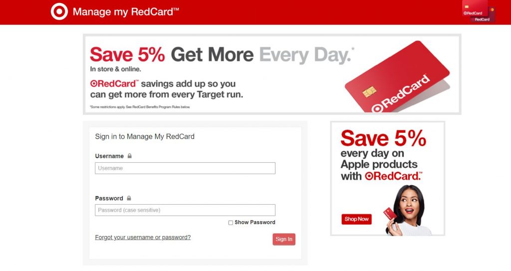 Target Red Card Login