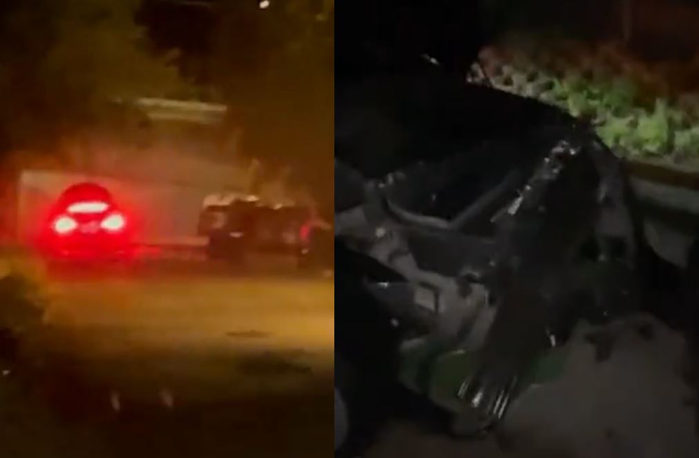 Jumping Tesla Crash