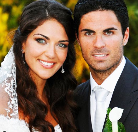 Mikel Arteta and wife on wedding day