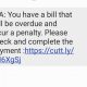 LTA bill overdue sms scam