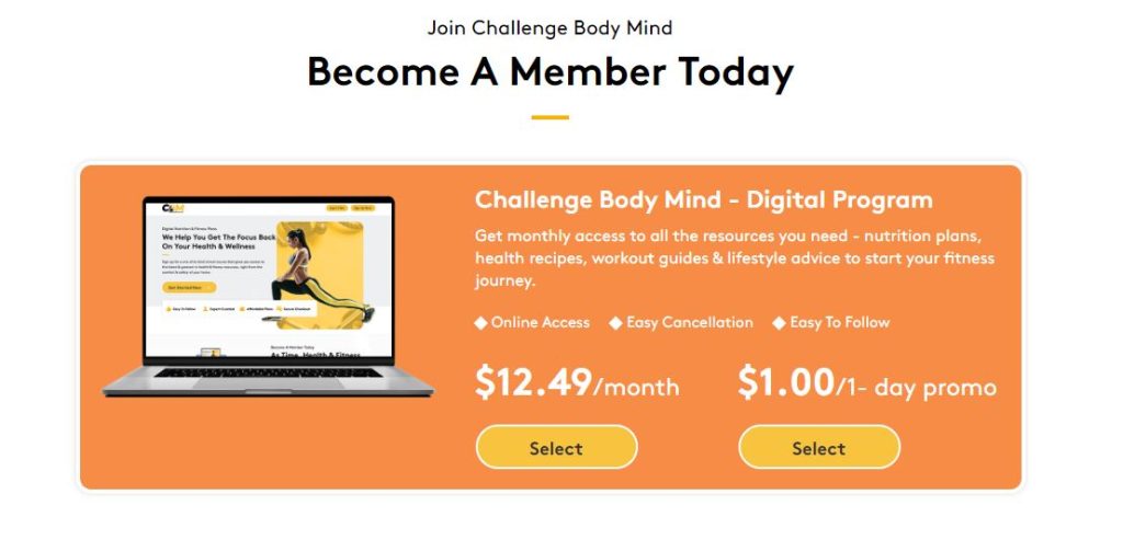 Challenge body mind subscription