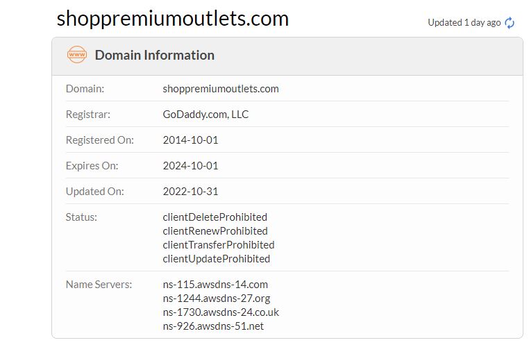 Shoppremiumoutlets whois records
